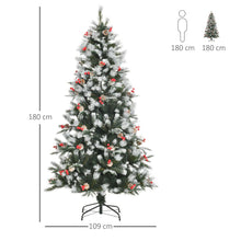 Load image into Gallery viewer, 6FT Artificial SnowDipped Christmas Tree Foldable Berries White Pinecones Green
