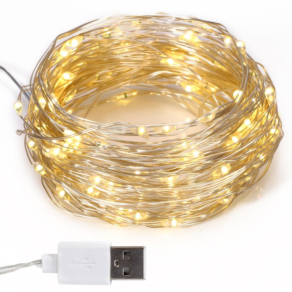 Fairy String Lights 39ft 120LED USB Operated Warm White Christmas Lights