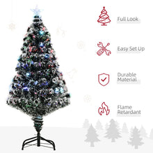 Load image into Gallery viewer, 4ft Artificial Prelit Christmas Tree Snow Tree LED Fiber Optics Green White
