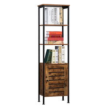 Load image into Gallery viewer, Tall Cabinet, 4-Tier Storage Cabinet with Door and Inside Adjustable Shelf, Steel Frame, Space-Saving, for Living Room, Entryway, Kitchen, Industrial, Rustic Brown
