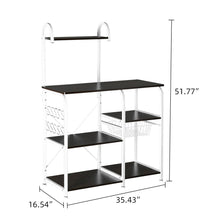 Load image into Gallery viewer, Brown Color Kitchen Baker&#39;s Rack Utility Storage Shelf 35.5&quot; Microwave Stand 4-Tier 3-Tier Shelf for Spice Rack Organizer Workstation with 10 Hooks
