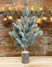 Load image into Gallery viewer, Small Frosted Christmas Tree In Log 43cm
