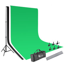Load image into Gallery viewer, Kshioe 1.6*3m Non-woven Fabrics 2*3m Background Stand Photography Video Studio Lighting Kit Black
