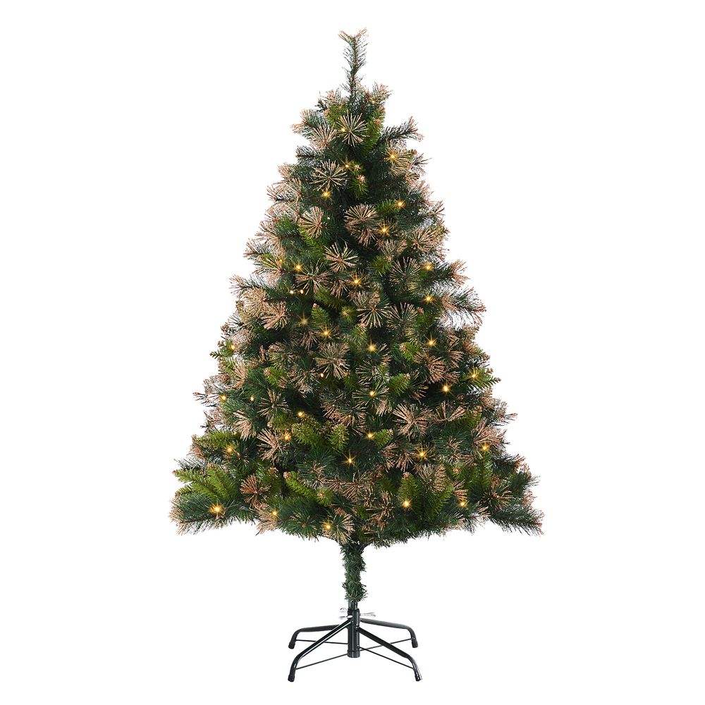 1.5m 5ft Pre-Lit Christmas Tree Artificial Spruce Warm White LED Metal Stand