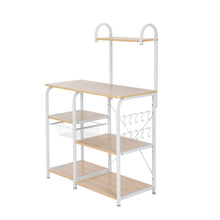 Load image into Gallery viewer, Light Beige Kitchen Baker&#39;s Rack Utility Storage Shelf 35.5&quot; Microwave Stand 4-Tier 3-Tier Shelf for Spice Rack Organizer Workstation with 10 Hooks
