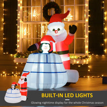 Load image into Gallery viewer, 5ft Christmas Inflatable Santa Claus and Penguin with Ice House LED Blow Up
