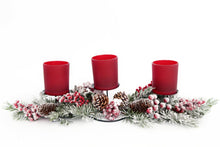 Load image into Gallery viewer, Christmas Tartan Triple Tea Light Holder Table Centre 38.5cm
