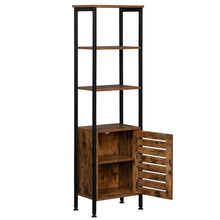 Load image into Gallery viewer, Tall Cabinet, 4-Tier Storage Cabinet with Door and Inside Adjustable Shelf, Steel Frame, Space-Saving, for Living Room, Entryway, Kitchen, Industrial, Rustic Brown
