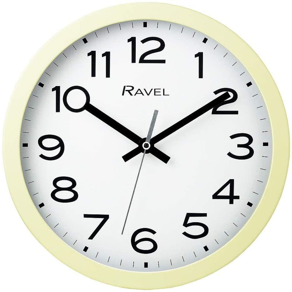 Ravel 25cm Round Wall Clock Cream Kitchen Office Big Numbers Decor