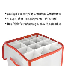 Load image into Gallery viewer, 2 Pack 4 Bauble Xmas Christmas Tree Decorations Storage Box Zip Closure &amp; Side Handle
