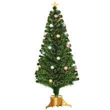 Load image into Gallery viewer, 5FT Prelit Artificial Christmas Tree Fiber Optic Xmas Indoor Golden Stand Green
