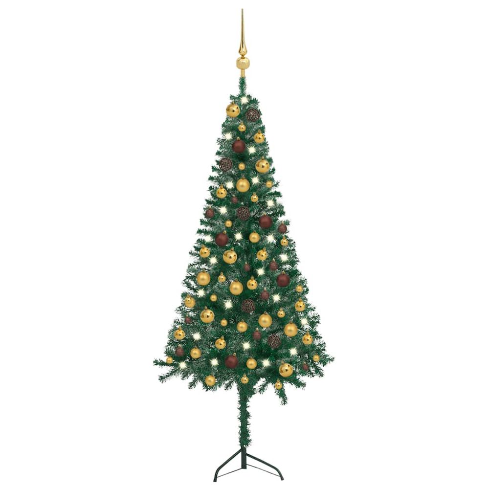Corner Artificial Christmas Tree LEDs&Ball Set Green 120 cm to 240 cm  PVC
