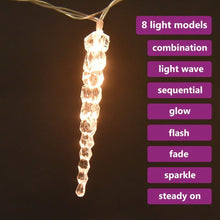 Load image into Gallery viewer, Christmas Icicle Lights 40pcs Warm White Acrylic Remote Control
