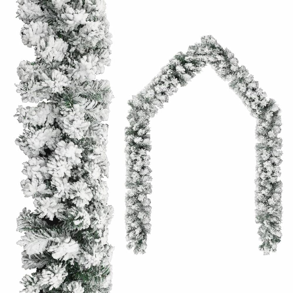 Christmas Garland with Flocked Snow Green 10 m to 20 mPVC