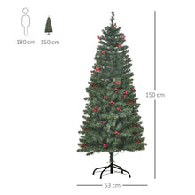 Load image into Gallery viewer, 5FT Prelit Artificial Pencil Christmas Tree Warm White LED Red Berry Green
