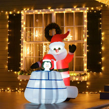 Load image into Gallery viewer, 5ft Christmas Inflatable Santa Claus and Penguin with Ice House LED Blow Up
