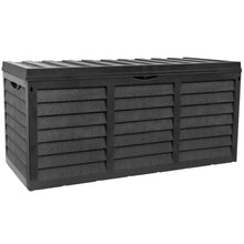 Load image into Gallery viewer, Black 320L Plastic Storage Box Garden Outdoor Shed Utility Cushion Chest Truck

