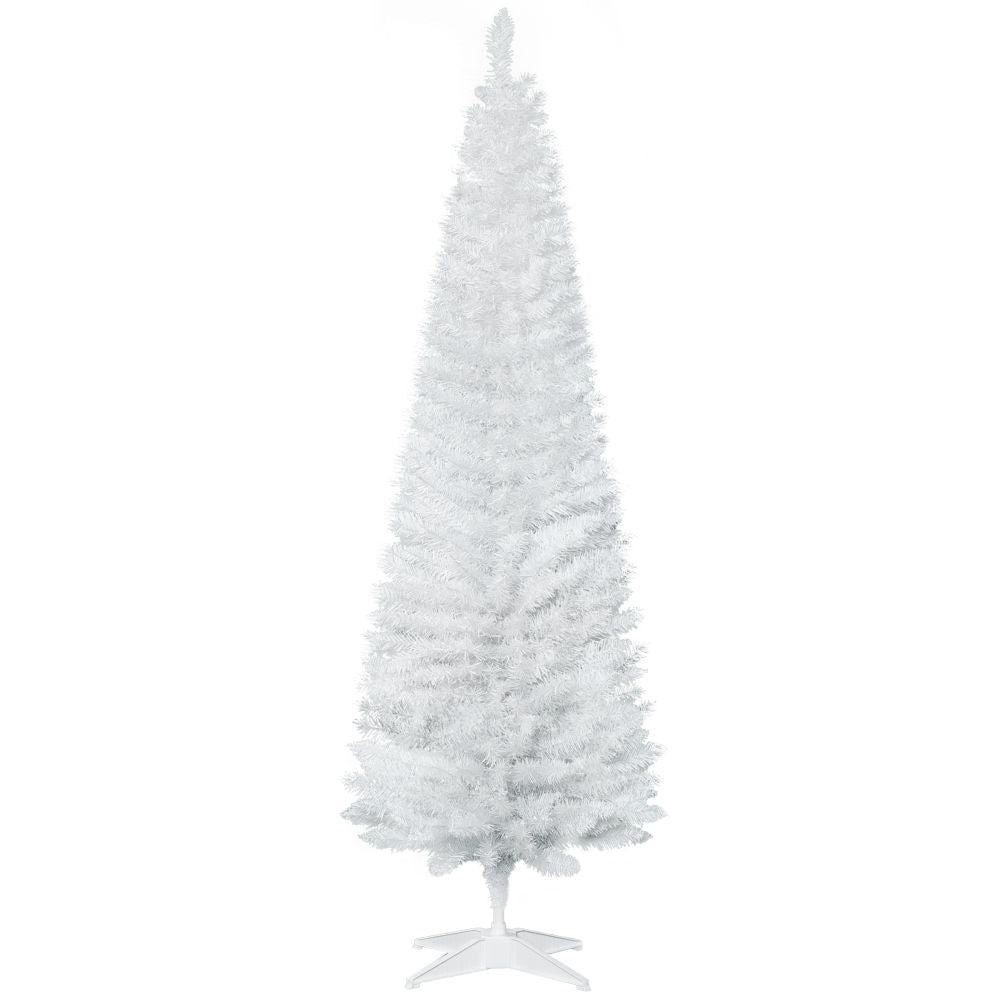 1.8m 6ft Artificial Pine Pencil Slim Christmas Tree with 390 Branch Tips White