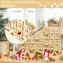 Load image into Gallery viewer, Christmas Advent Calendar 2021 Light Up Wooden Sleigh Countdown Natural
