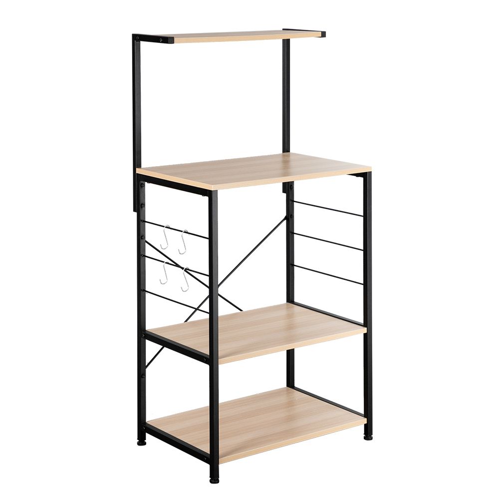 Wooden Kitchen Shelf , Baker's Rack 4 Tier Shelves Brown Color