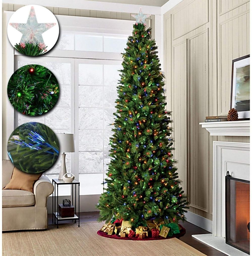 6FT Christmas GREEN PENCIL- SLIM LED Xmas Tree with 8 Functions