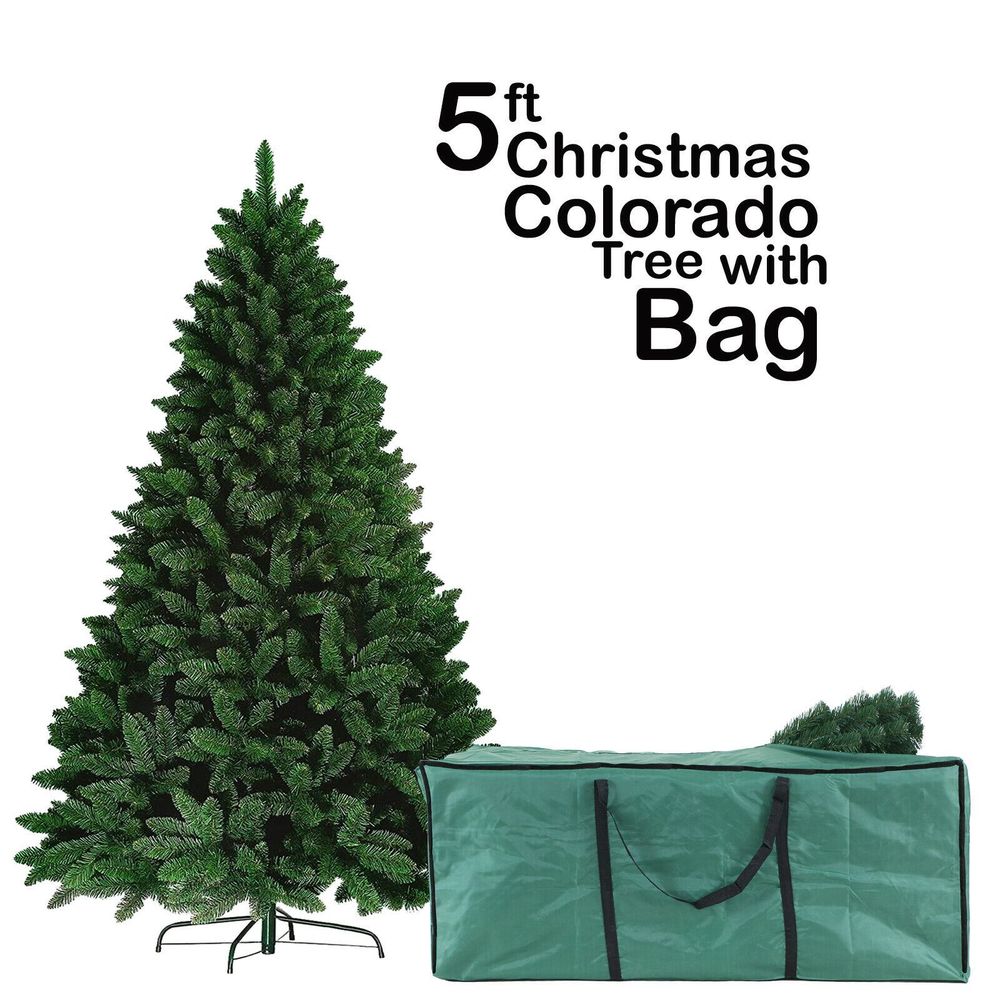 5FT GREEN ARTIFICIAL Christmas Tree Colorado 150cm WITH Green Bag