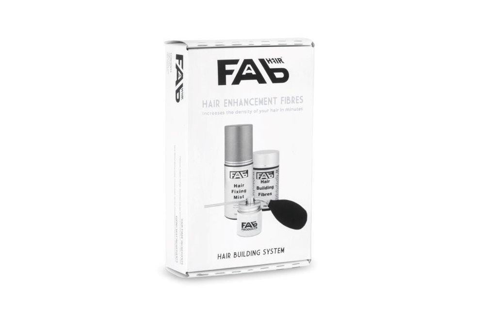 FAB Building Hair Enhancement Fibre Volumising & Thickening Hair Kit Black/Dark Brown