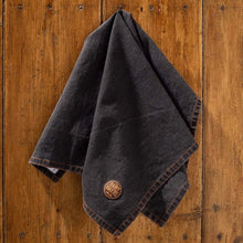 Load image into Gallery viewer, Hairy Bikers 50x70cm Cotton Stonewash Black Denim Kitchen Towel &amp; Hanging Loop

