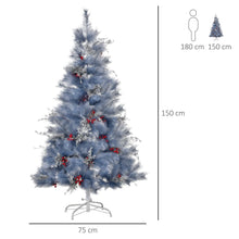 Load image into Gallery viewer, 5ft Indoor Christmas Tree Artificial Berry Snow Xmas Metal Stand and 222 Tips
