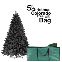 Load image into Gallery viewer, 5FT BLACK Colorado ARTIFICIAL Christmas Tree - Metal Stand with Green Bag
