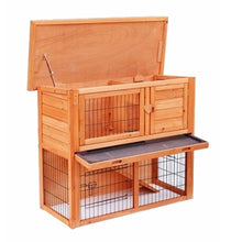 Load image into Gallery viewer, 36&quot; Waterproof 2 Tiers Pet Rabbit Hutch Chicken Coop Cage Hen House Wood Color
