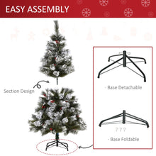 Load image into Gallery viewer, 5ft Indoor Christmas Tree Artificial Berry Xmas Deco Metal Stand and 184 Tips
