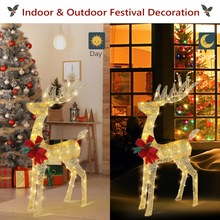 Load image into Gallery viewer, Lighted Christmas Reindeer Outdoor Decorations, Weather Proof 4ft Santa&#39;s Sleigh Reindeer Christmas Ornament Indoor Home Decor Pre-lit 180 LED Lights with Stakes, Zip Ties Secured
