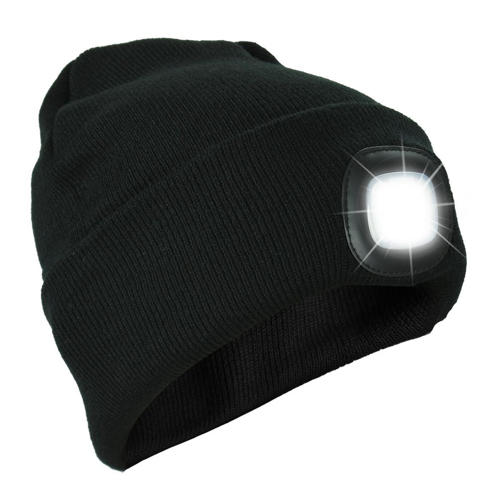 Knit Beanie Hat 4 LED Head Lamp Light Cap Outdoor Hunting Camping Fishing