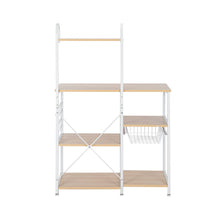 Load image into Gallery viewer, Light Beige Kitchen Baker&#39;s Rack Utility Storage Shelf 35.5&quot; Microwave Stand 4-Tier 3-Tier Shelf for Spice Rack Organizer Workstation with 10 Hooks
