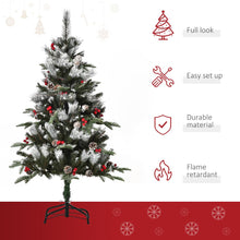 Load image into Gallery viewer, 4FT Artificial SnowDipped Christmas Tree Foldable Berries White Pinecones Green
