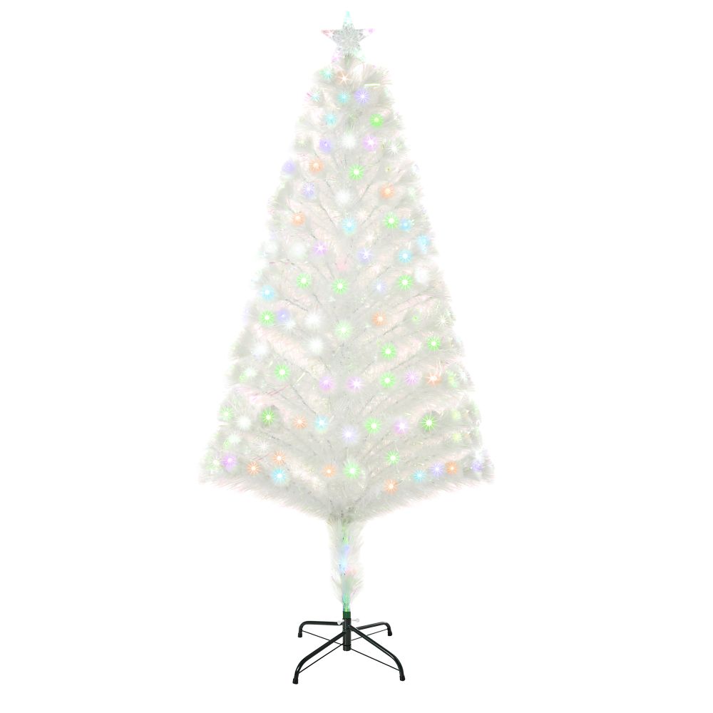 5 Feet Prelit Artificial Christmas Tree with Fiber Optic LED Light White