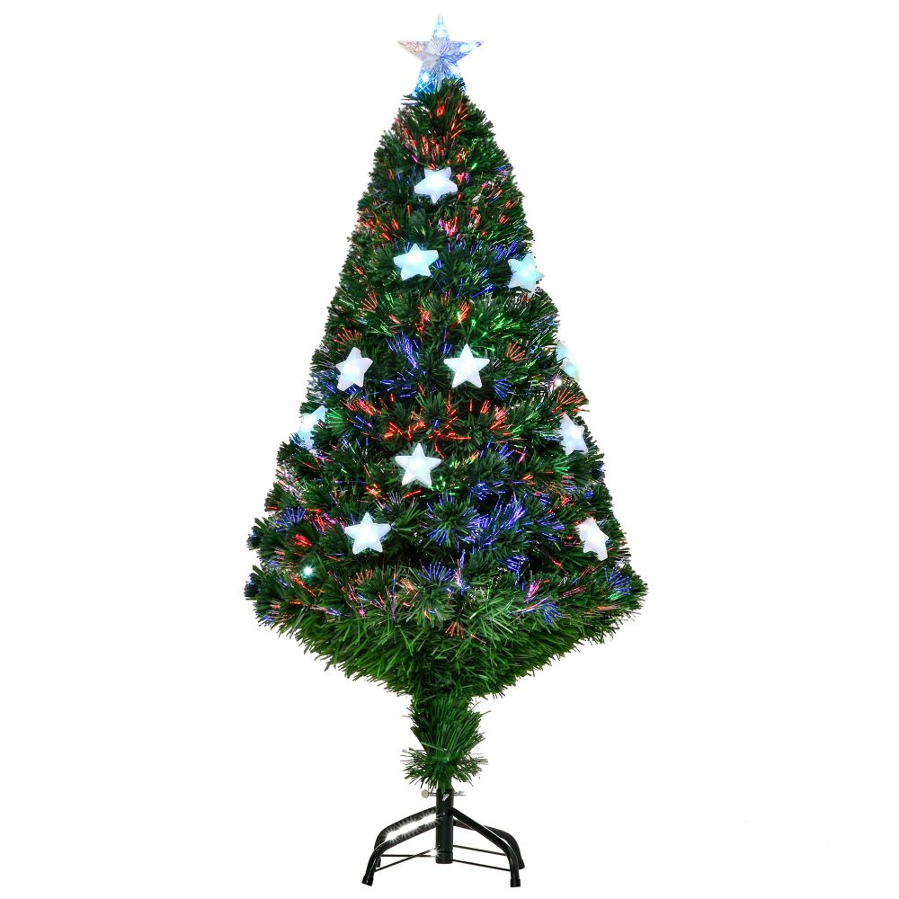 4FT Prelit Artificial Christmas Tree Fibre Star Xmas LED Light Indoor Green