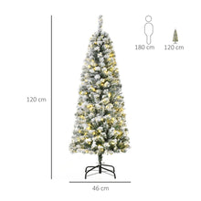 Load image into Gallery viewer, 4 Feet Prelit Artificial Snow Flocked Christmas Tree Warm LED Light Green White
