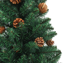 Load image into Gallery viewer, Slim Christmas Tree with Real Wood and Cones Green 150 cm to 210 cm PVC
