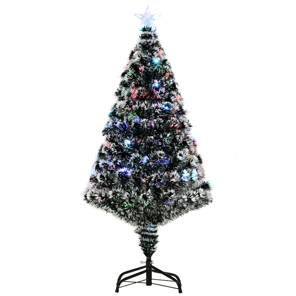 4ft Artificial Prelit Christmas Tree Snow Tree LED Fiber Optics Green White