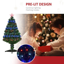 Load image into Gallery viewer, 3ft Prelit Artificial Christmas Tree with Multi-Coloured Fiber Optic LED Green
