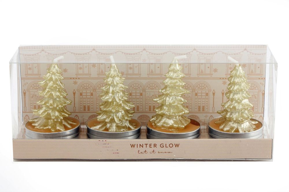 Set Of 4 Christmas Tree Candles 6cm