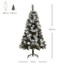 Load image into Gallery viewer, 5ft Indoor Christmas Tree Artificial Berry Xmas Deco Metal Stand and 184 Tips
