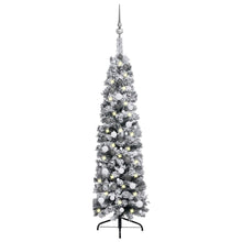 Load image into Gallery viewer, Slim Artificial Christmas Tree with LEDs&amp;Ball Set Green 150cm
