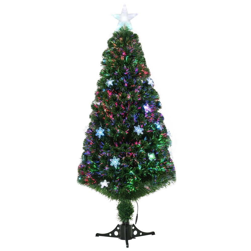 5FT Prelit Artificial Christmas Tree Fiber Optic LED Xmas Foldable Feet Green