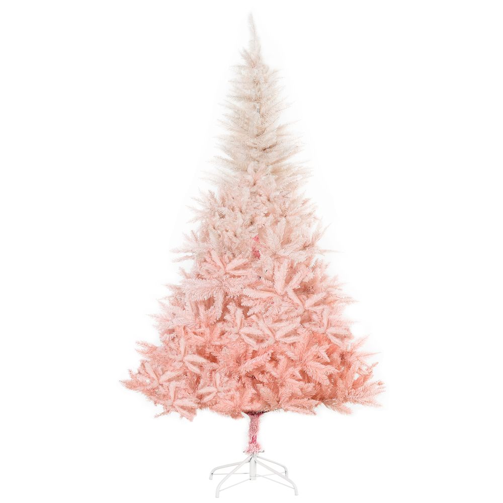 6FT Pink Artificial Christmas Tree Metal Stand Fully Pretty Home Office Joy