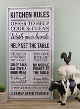 Load image into Gallery viewer, Metal, Wall Hanging Kitchen Rules Plaque, 60x30cm
