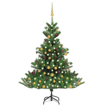 Load image into Gallery viewer, Nordmann Fir Artificial Christmas Tree LED&amp;Ball Set Green 120cm - 210cm
