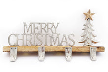 Load image into Gallery viewer, Silver Metal 4 Hook Christmas Stocking Hanger &amp; Tree
